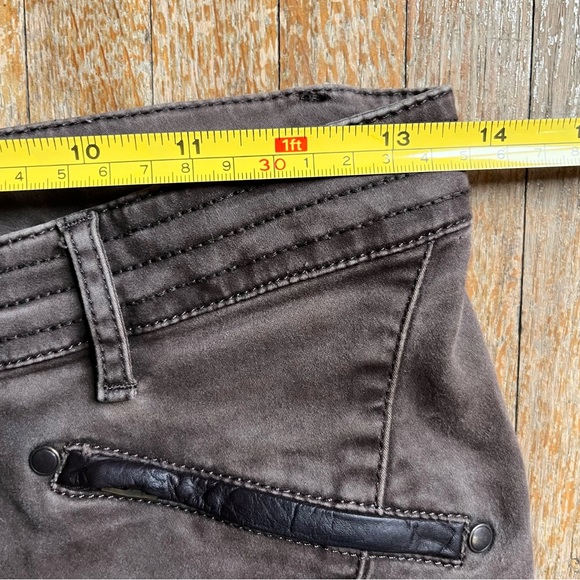 Peruvian Connection Skinny Low Rise Moto Stretch Pant Ankle Zip Leather Accent - Picture 12 of 14